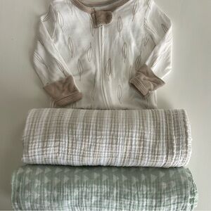 Cloud Island Footed Pajamas and Swaddle Blanket Bundle